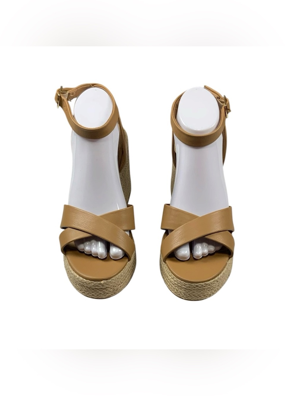 Madden NYC Tan Strappy Wedge Sandals